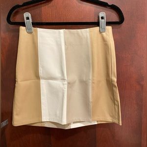 Tan and white striped skirt